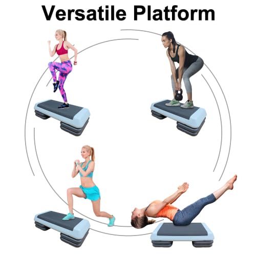 Adjustable Exercise Step Platform with 4 Stackable Risers T4414