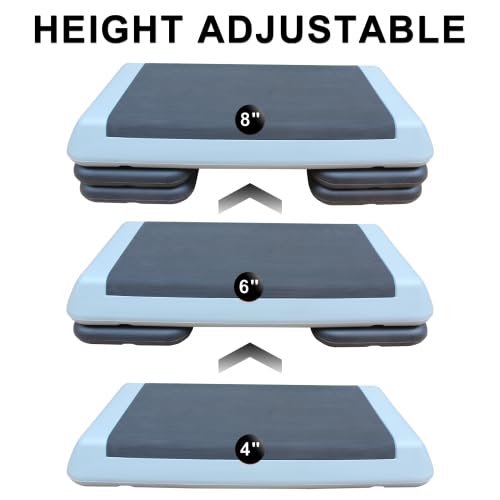 Adjustable Exercise Step Platform with 4 Stackable Risers T4414