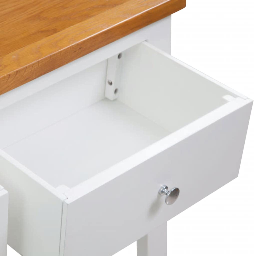 Solid Oak Wood Console Table with 2 Drawer and Shelf O871262