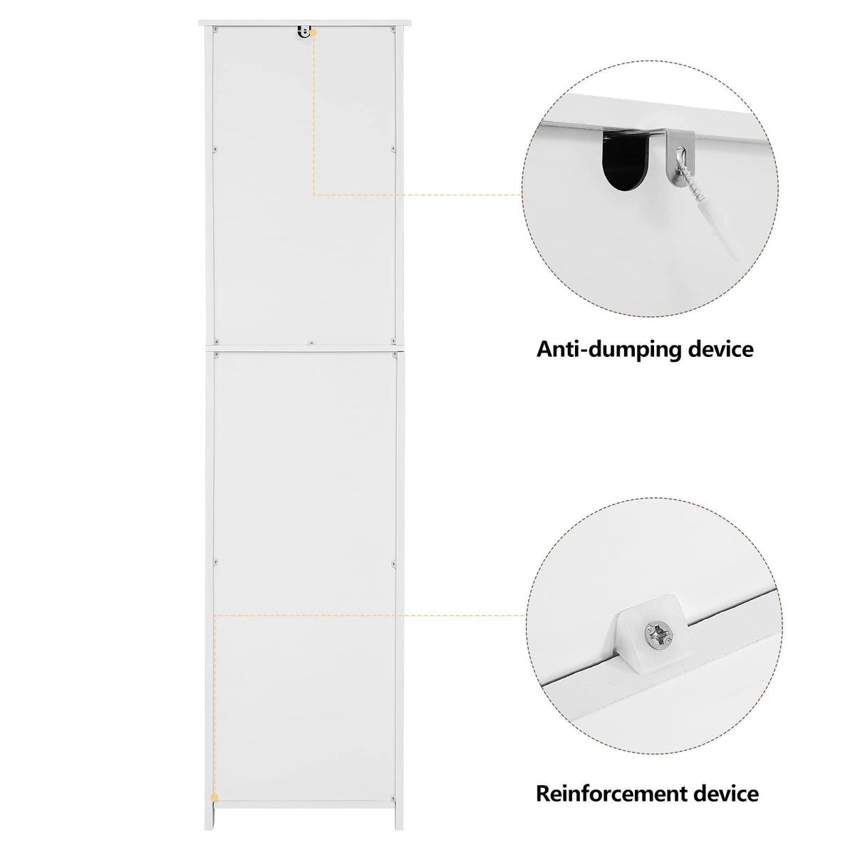 67'' Tall White Storage Cabinet with 4 Shelves & 2 Doors M6323