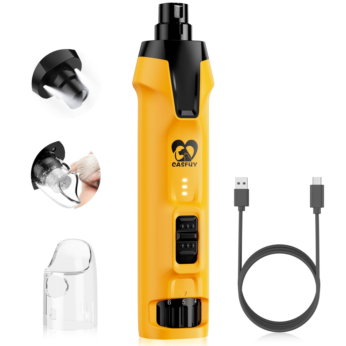 6-Speed Dog Nail Grinder with Dust Cap & 2 LED Lights & 2000mAh Battery P826