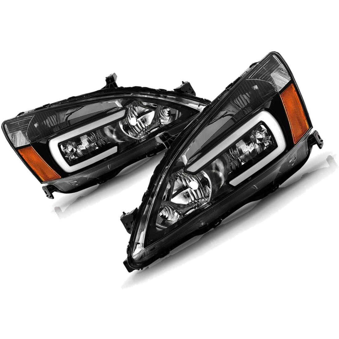Black LED Headlight Headlamp Pair F99802