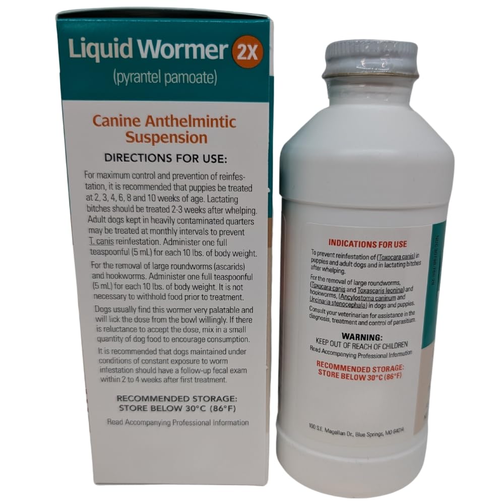 8 oz Pyrantel Pamoate Liquid Wormer for Dogs and Puppies A2724