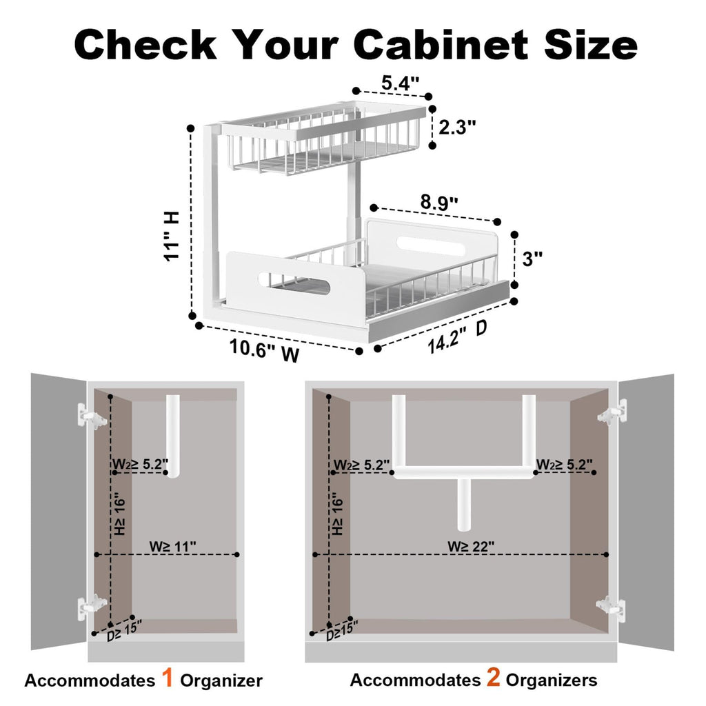 Under Sink 2 Tier Pull Out Cabinet Organizer O9895