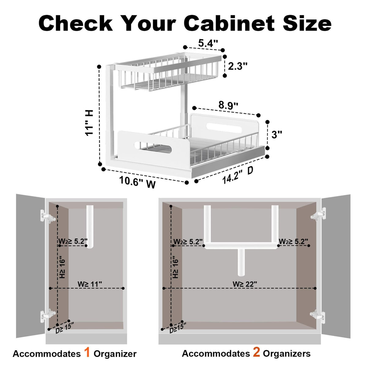 Under Sink 2 Tier Pull Out Cabinet Organizer O9895