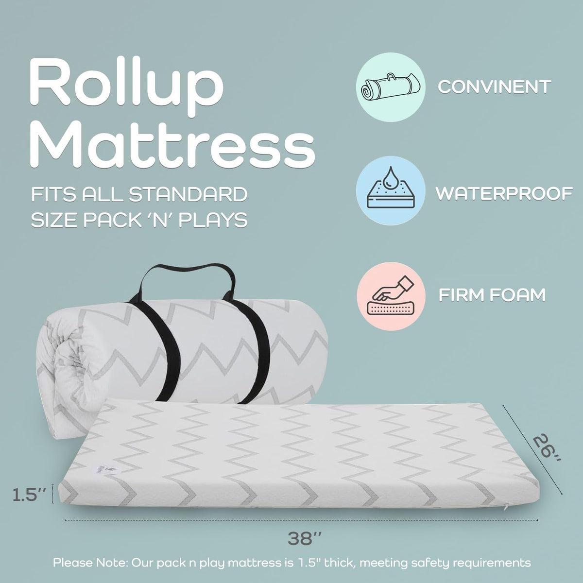38" x 26" Waterproof Memory Foam Mattress Pad W6443