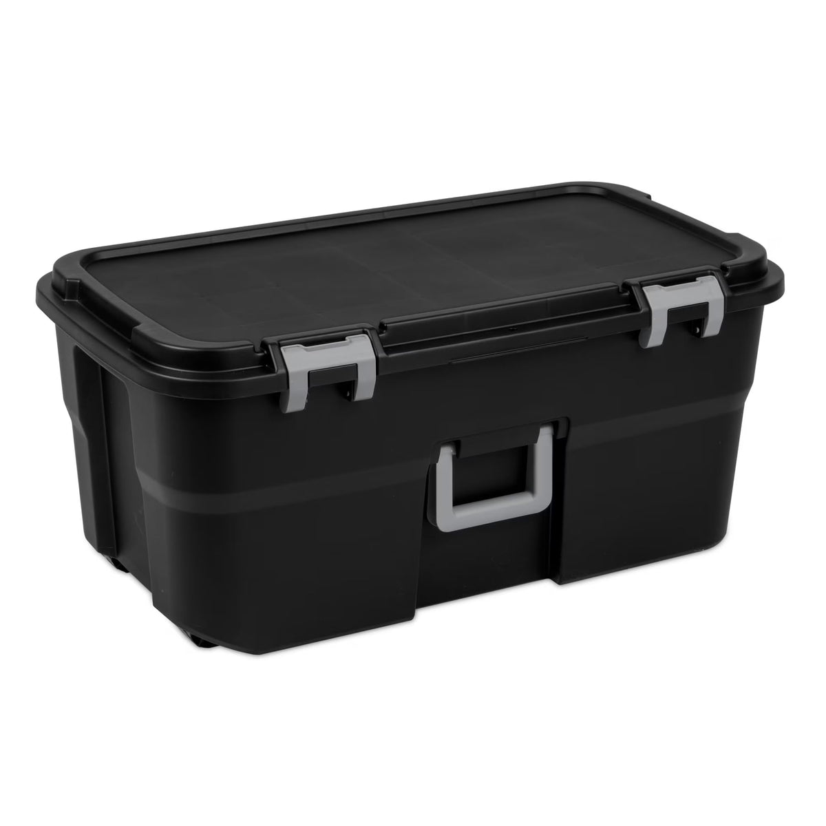 22 Gallon Black Wheeled Plastic Storage Trunk with Lids F632