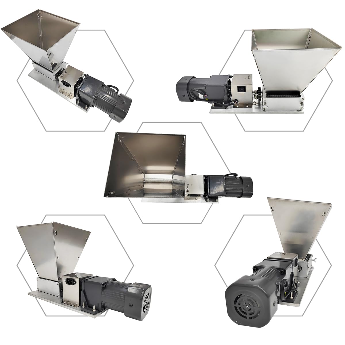 110V 60W 75RPM Stainless Steel Grain Mill with 4 Hopper and 2 Rollers U998