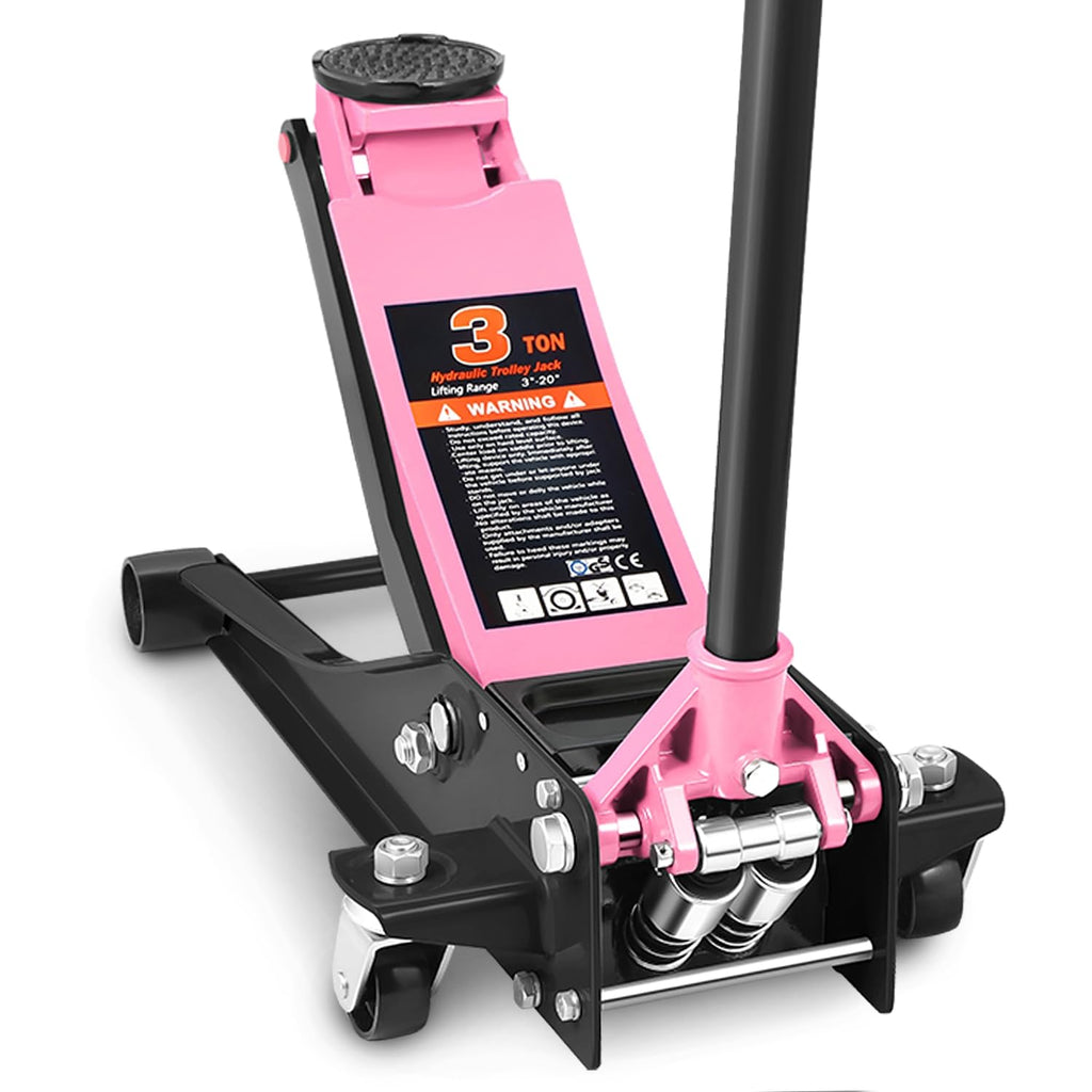 Low Profile Hydraulic Trolley Floor Jack 3 Ton Pink O5992