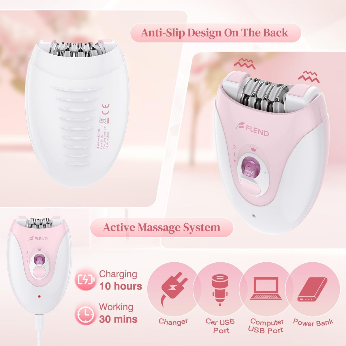 2-Speed Rechargeable Epilator with LED Light K488207
