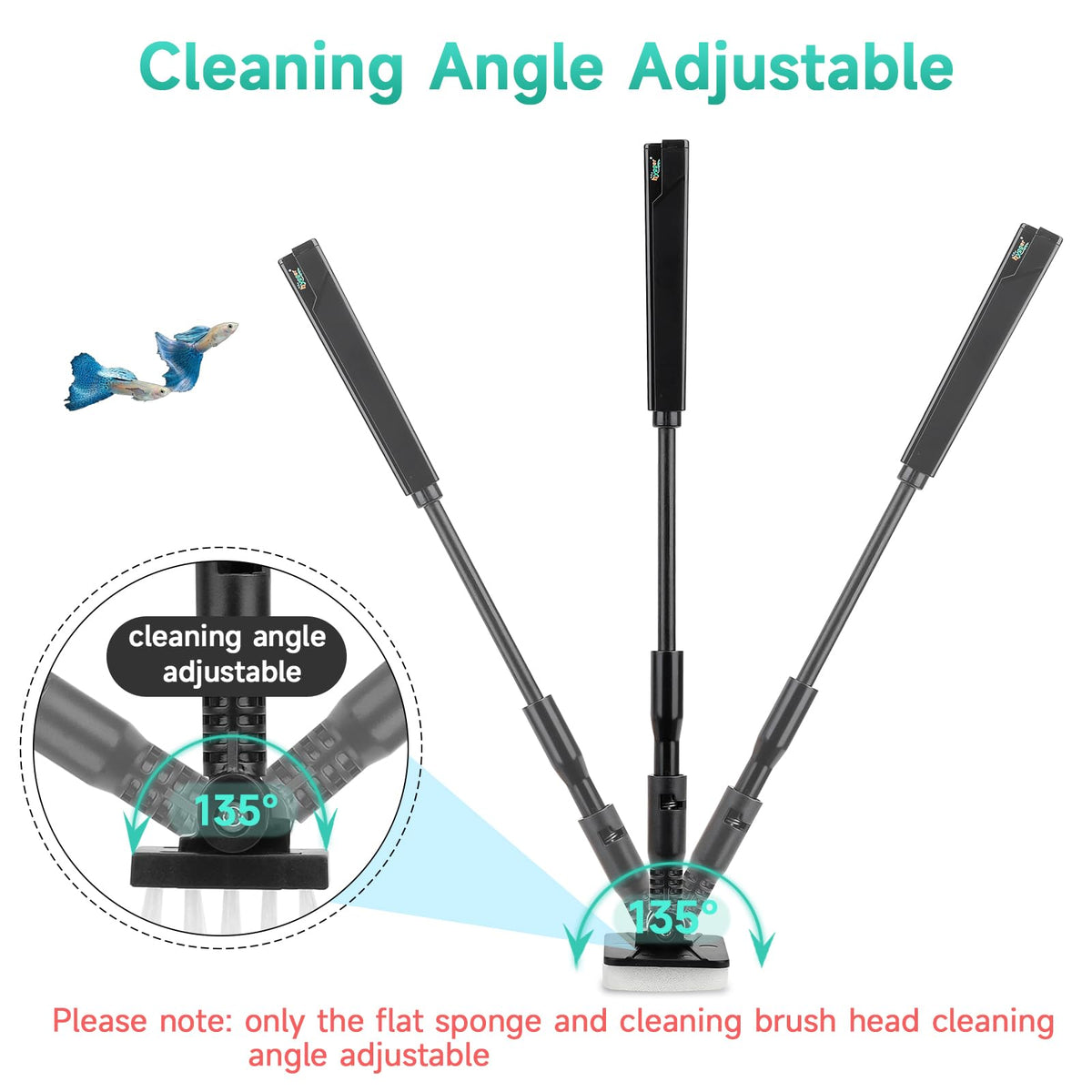Small 4 in 1 Aquarium Cleaning Tools Kit with Fish Net Algae Scraper Clean Brush Flat Sponge B62451