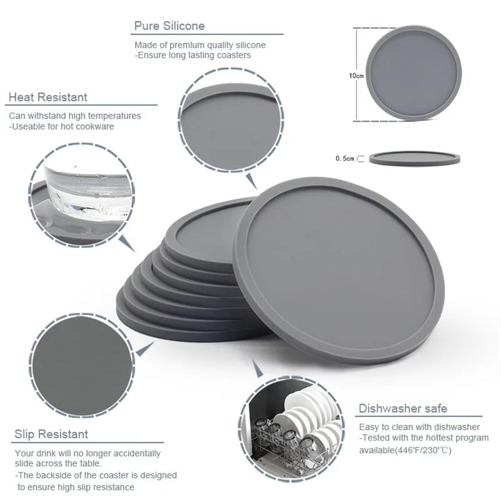 32 Pc Black Silicone Coasters L243
