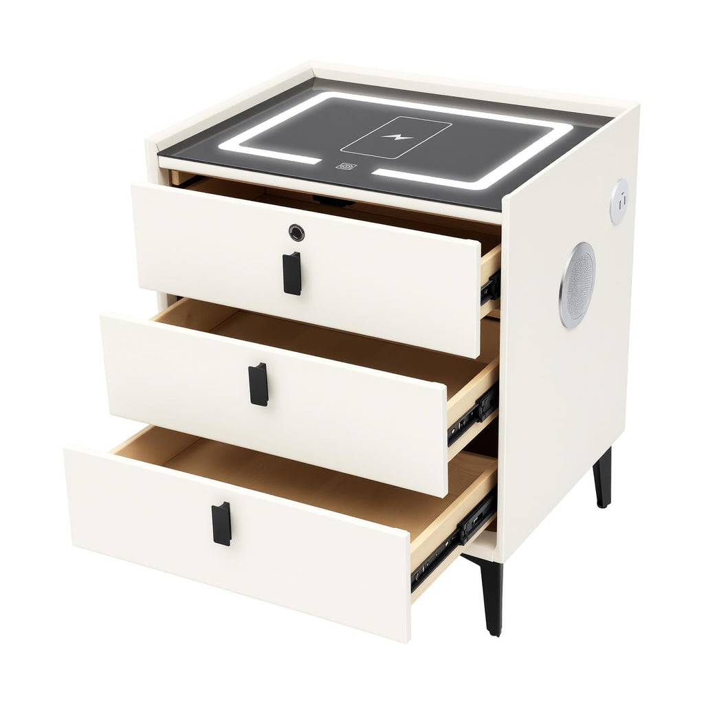 3 Drawer Smart Nightstand with Bluetooth Speaker USB Charging G286251