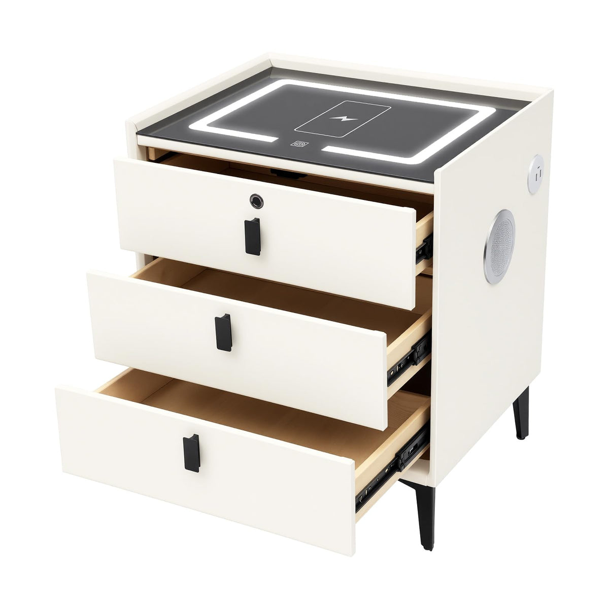 3 Drawer Smart Nightstand with Bluetooth Speaker USB Charging G286251