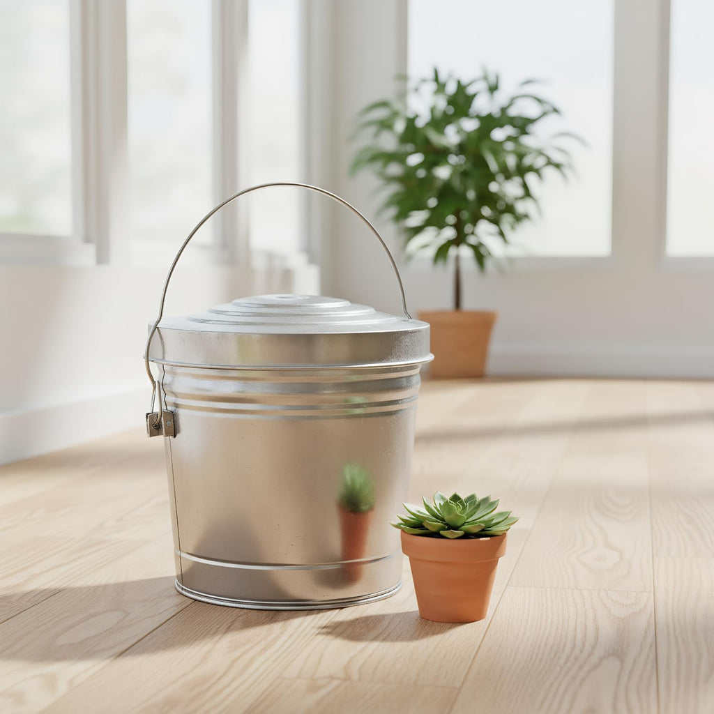 6-Gallon Galvanized Steel Storage Can with Lid Q826