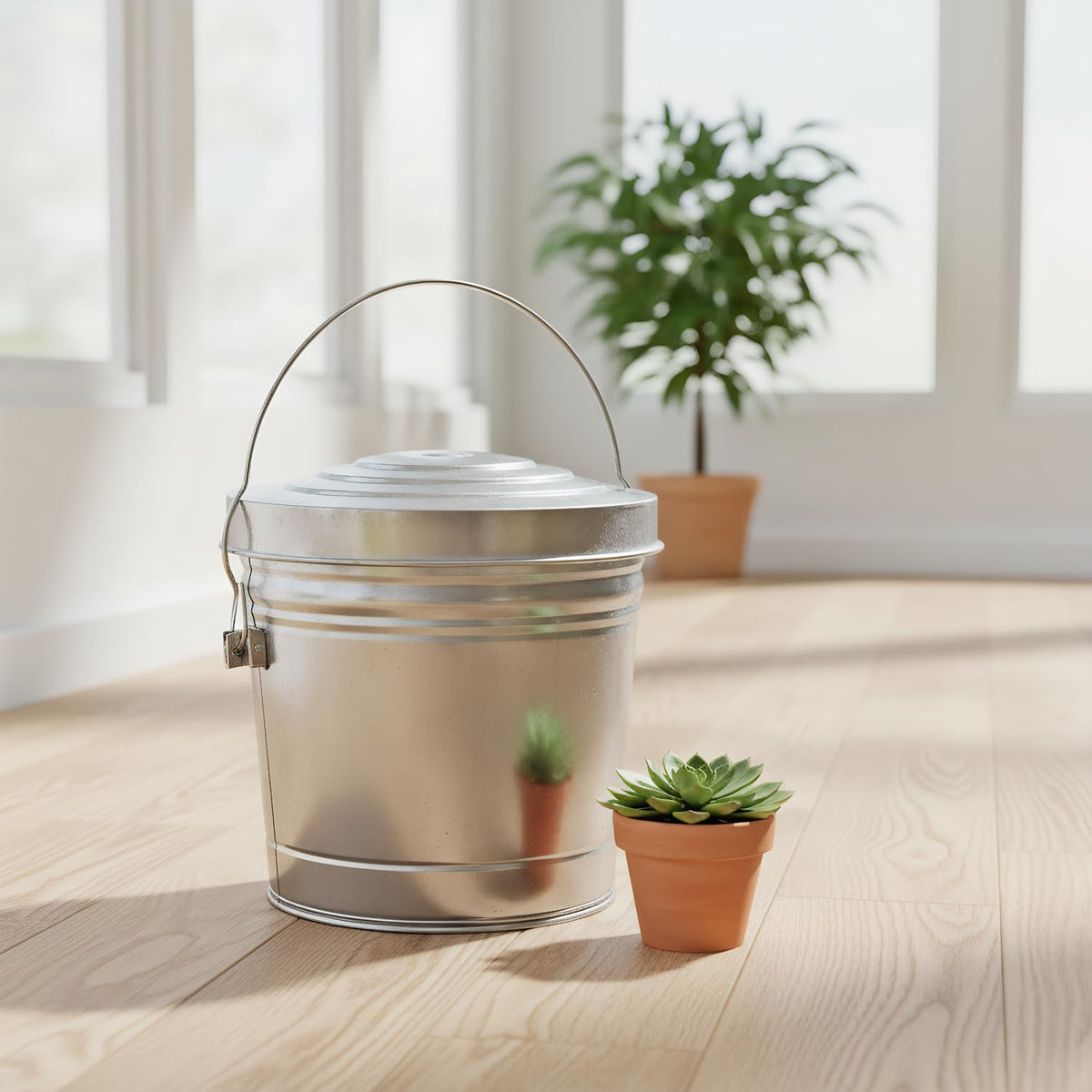 6-Gallon Galvanized Steel Storage Can with Lid Q826