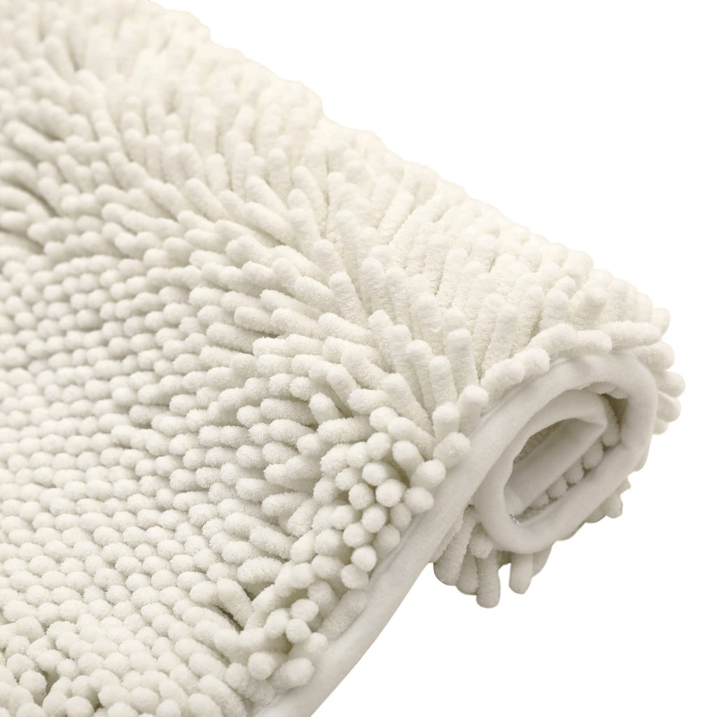 Non-Slip Microfiber Bath Rug Machine Washable Ivory 15 x 23 Inches L348667
