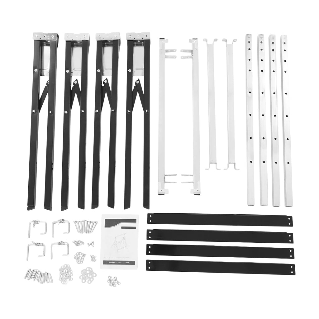 2-Pack Height Adjustable Folding Saw Horses Q195 Steel 220.46lbs Load Capacity Black & Silver D438877