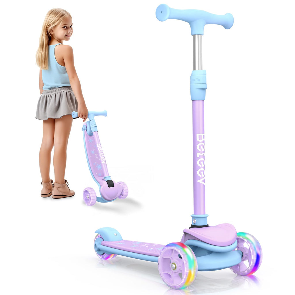 3 Wheel Folding Kick Scooter with LED Light-Up Wheels I2350