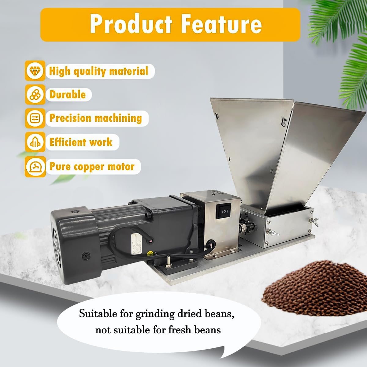 110V 60W 75RPM Stainless Steel Grain Mill with 4 Hopper and 2 Rollers U998