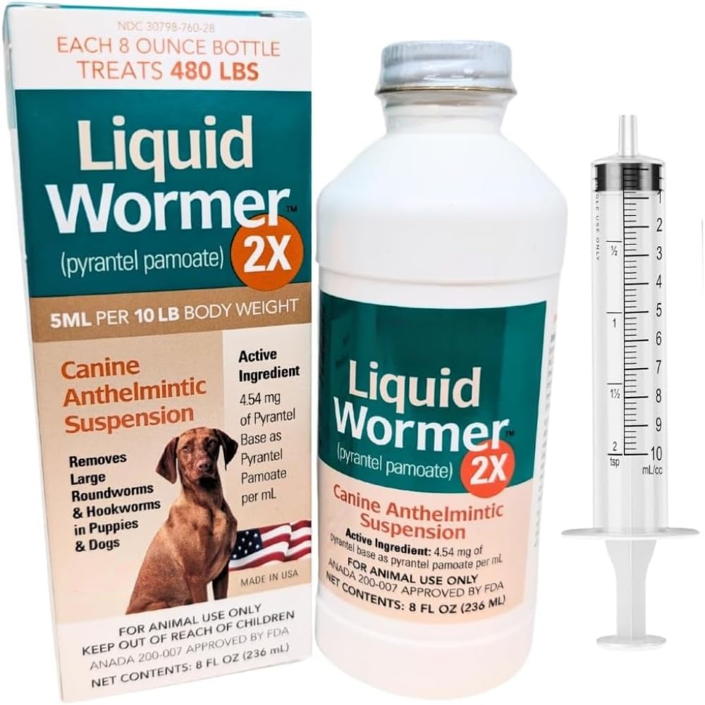 8 oz Pyrantel Pamoate Liquid Wormer for Dogs and Puppies A2724