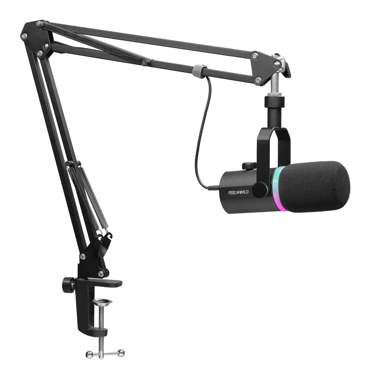 Black Metal Dynamic Microphone with Boom Arm N20276