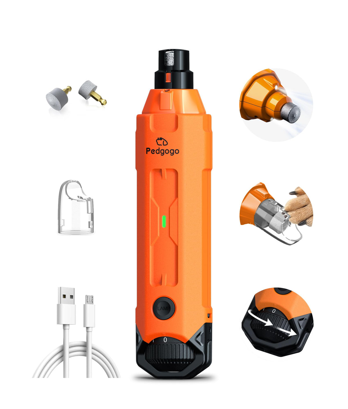 6-Speed Dog Nail Grinder with 2 LED Lights W557