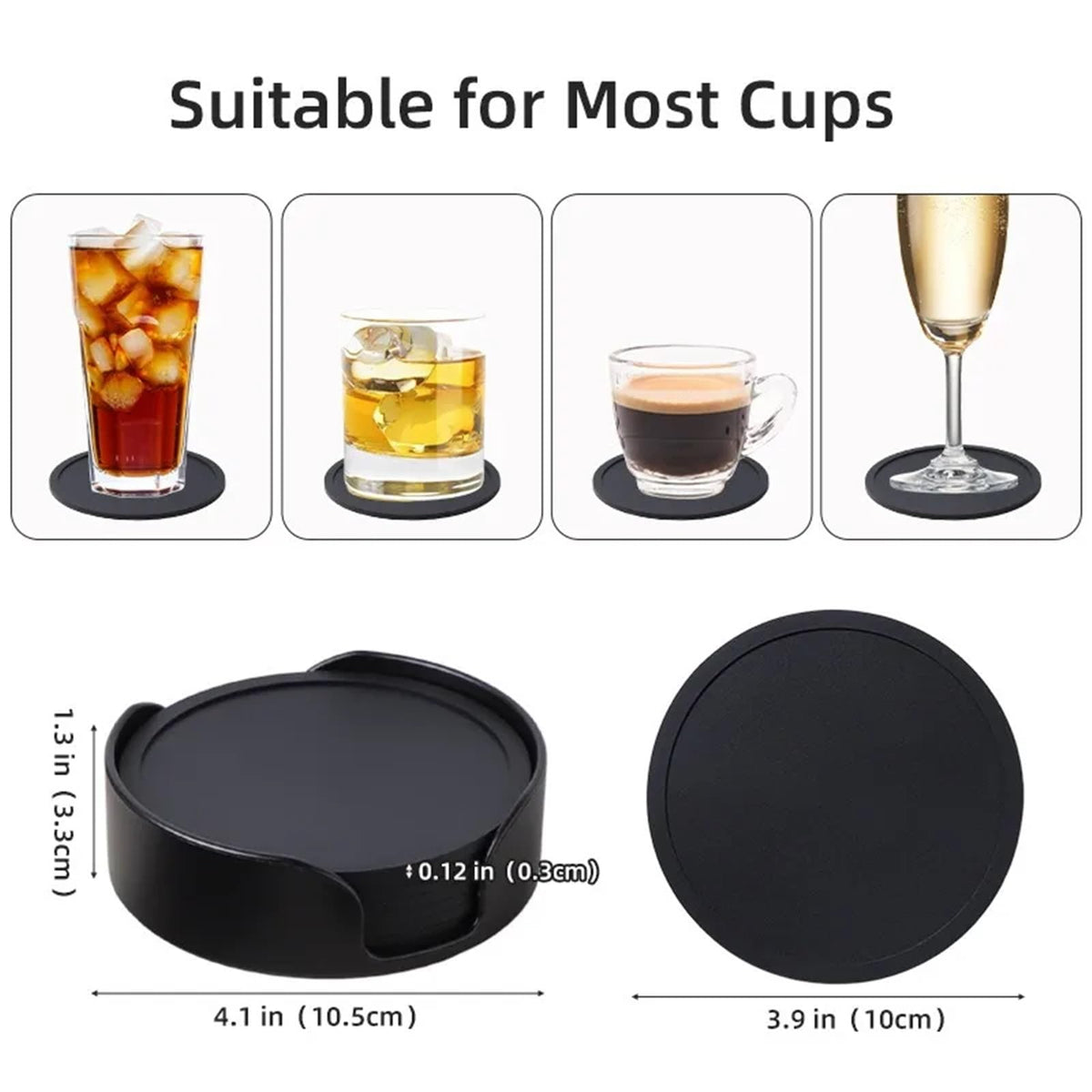32 Pc Black Silicone Coasters L243