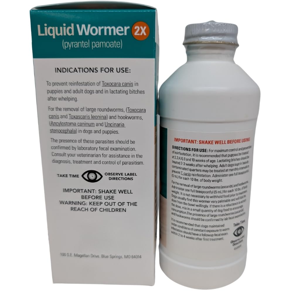8 oz Pyrantel Pamoate Liquid Wormer for Dogs and Puppies A2724