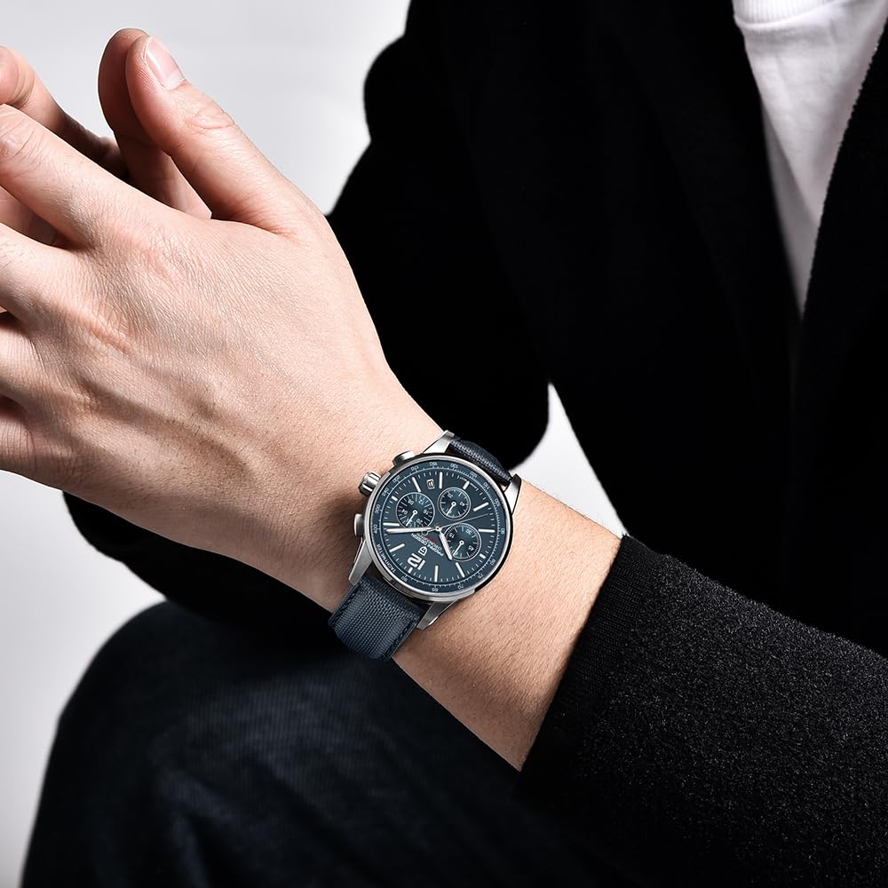 Men's Quartz Chronograph Watch, 100M Water Resistant Stainless Steel, Sapphire Glass, Nylon Strap S43031