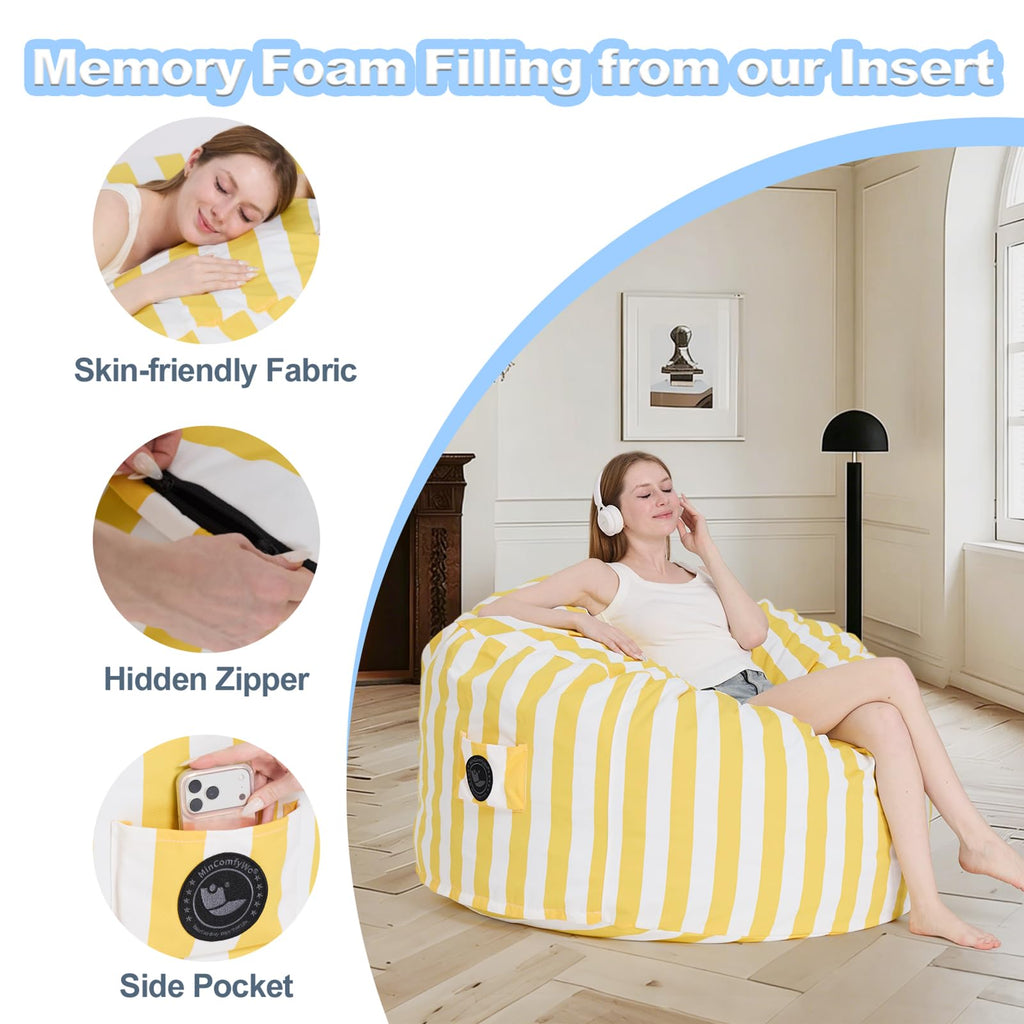4FT Oversized Waterproof Memory Foam Bean Bag Chair H643087