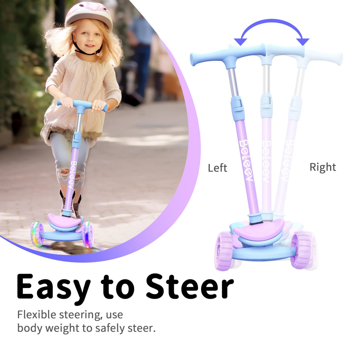 3 Wheel Folding Kick Scooter with LED Light-Up Wheels I2350