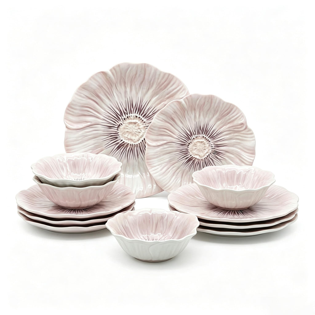Ceramic Dinnerware Set of 12, Plates and Bowls Set for 4 S2724
