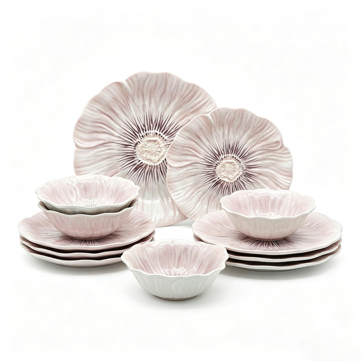 Ceramic Dinnerware Set of 12, Plates and Bowls Set for 4 S2724