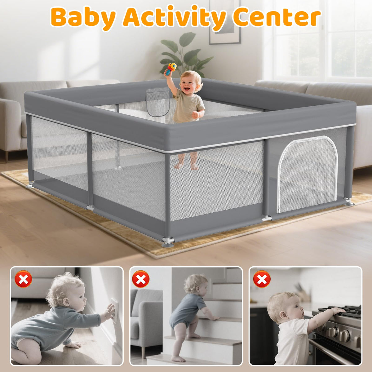 79x71 Inch Extra Large Baby Playpen Y20358