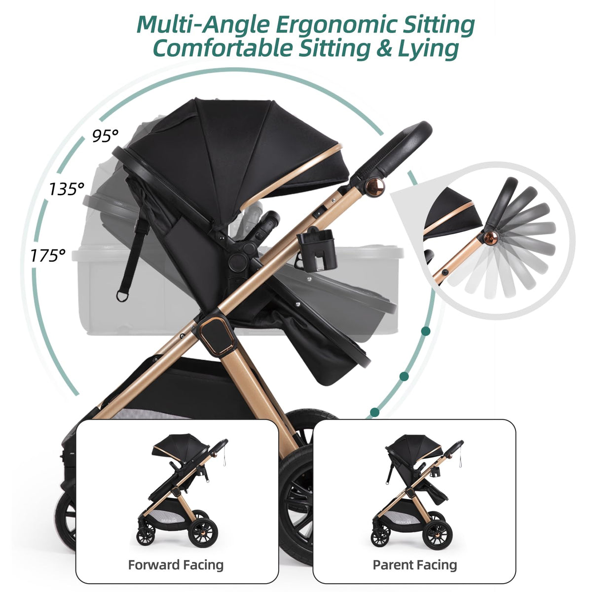 6-in-1 Convertible Baby Stroller with Bassinet J3508