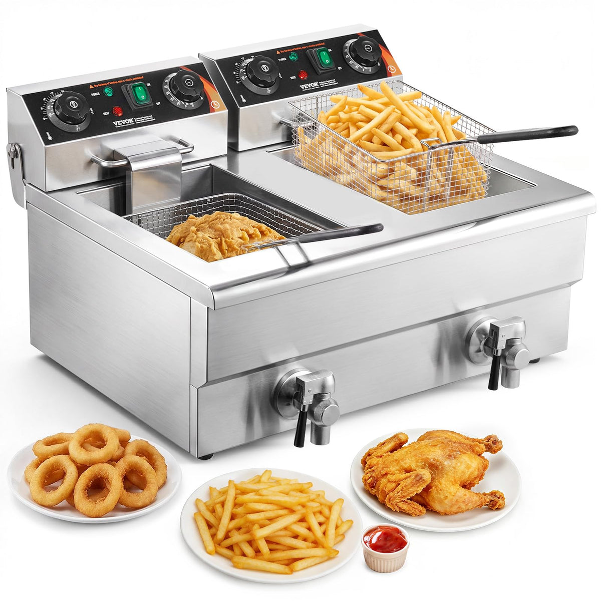 3000W Dual Tank Stainless Steel Electric Deep Fryer O313