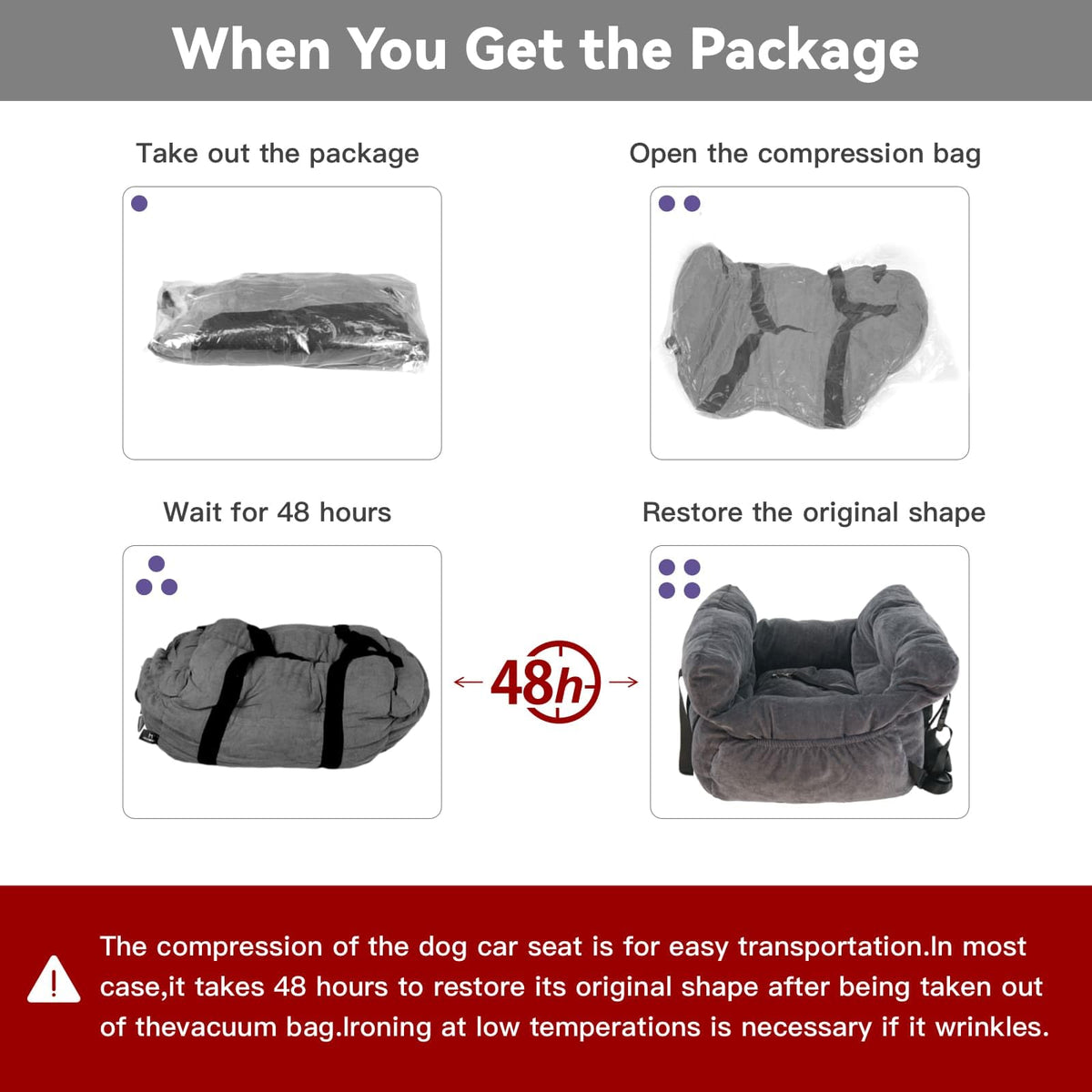 Gray Pet Car Booster Seat for Small Dogs up to 25 lbs O698995