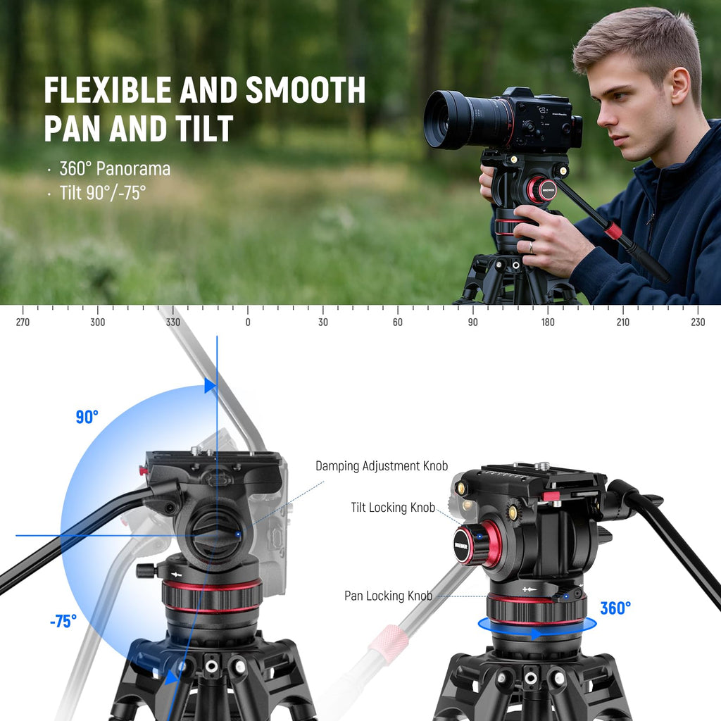 Carbon Fiber Video Camera Tripod with Fluid Head U5809