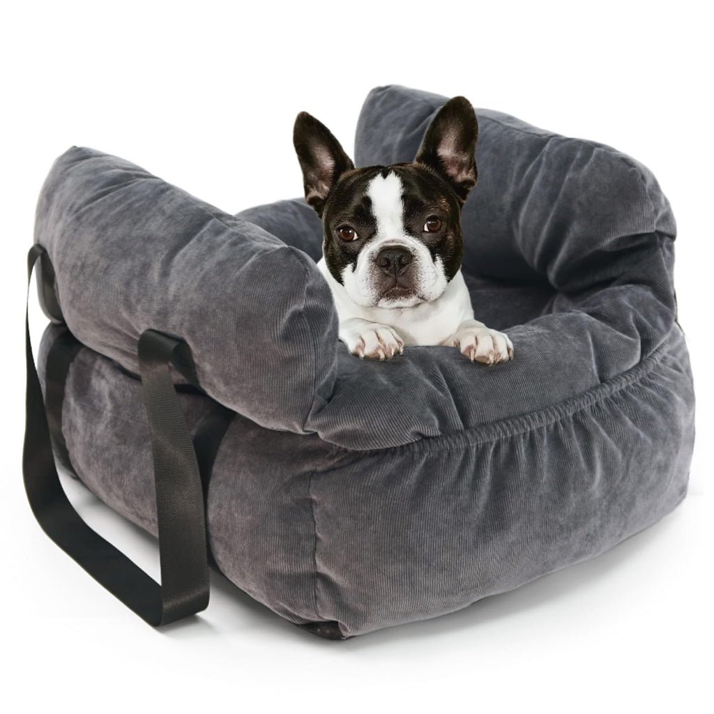 Gray Pet Car Booster Seat for Small Dogs up to 25 lbs O698995