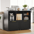 Black 2 Drawer Lateral File Cabinet with Open Storage Cubes I53628