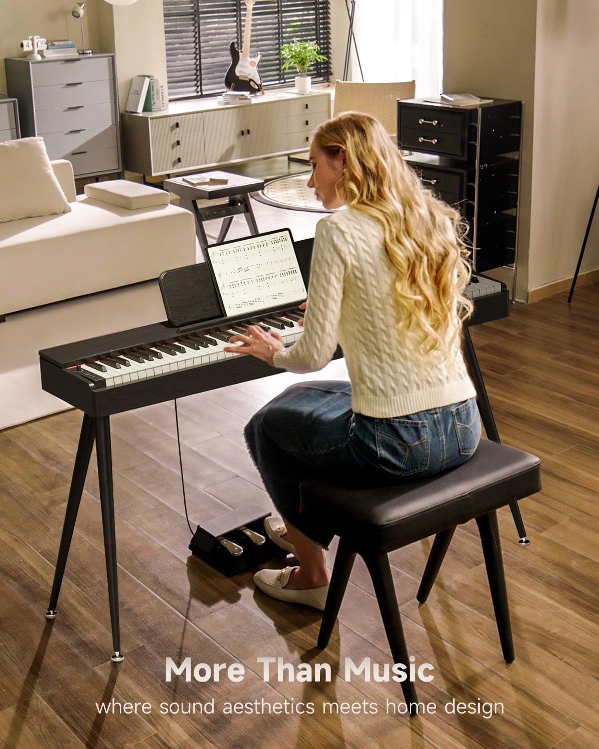 88 Key Weighted Digital Piano with Bluetooth and Three Pedal V8185