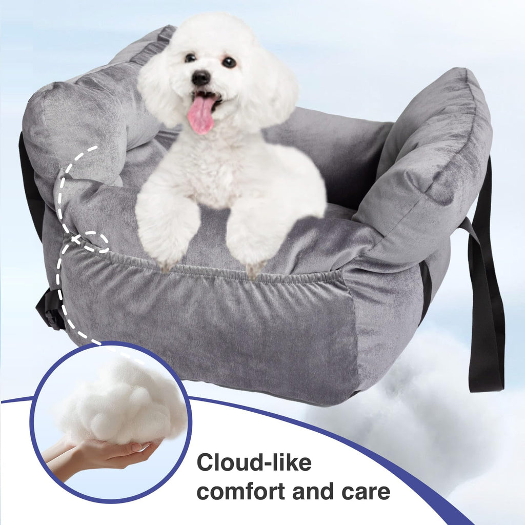 Gray Pet Car Booster Seat for Small Dogs up to 25 lbs O698995