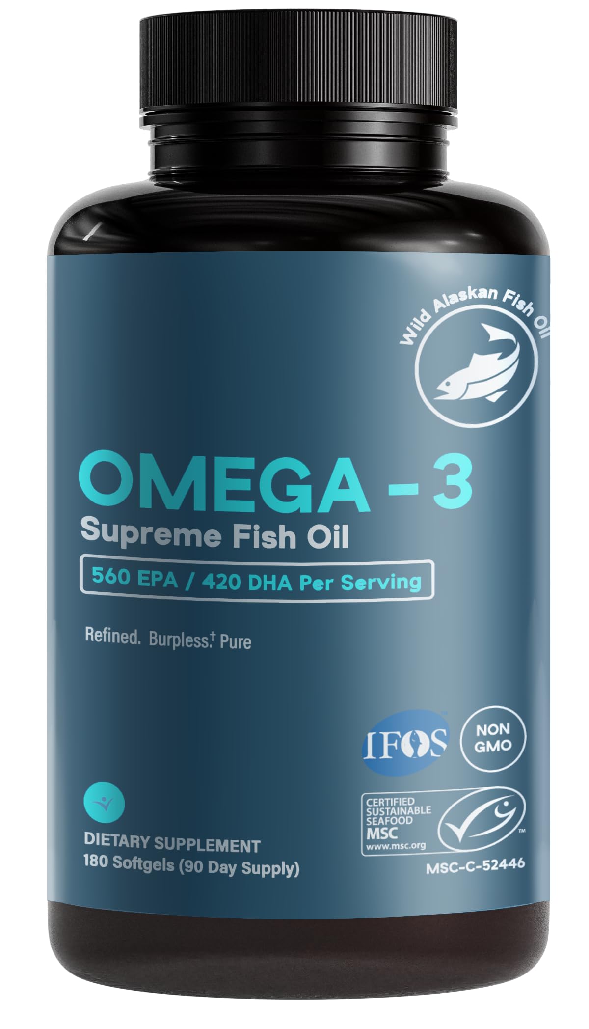 1400 mg Wild Alaskan Fish Oil 180 Softgels E206