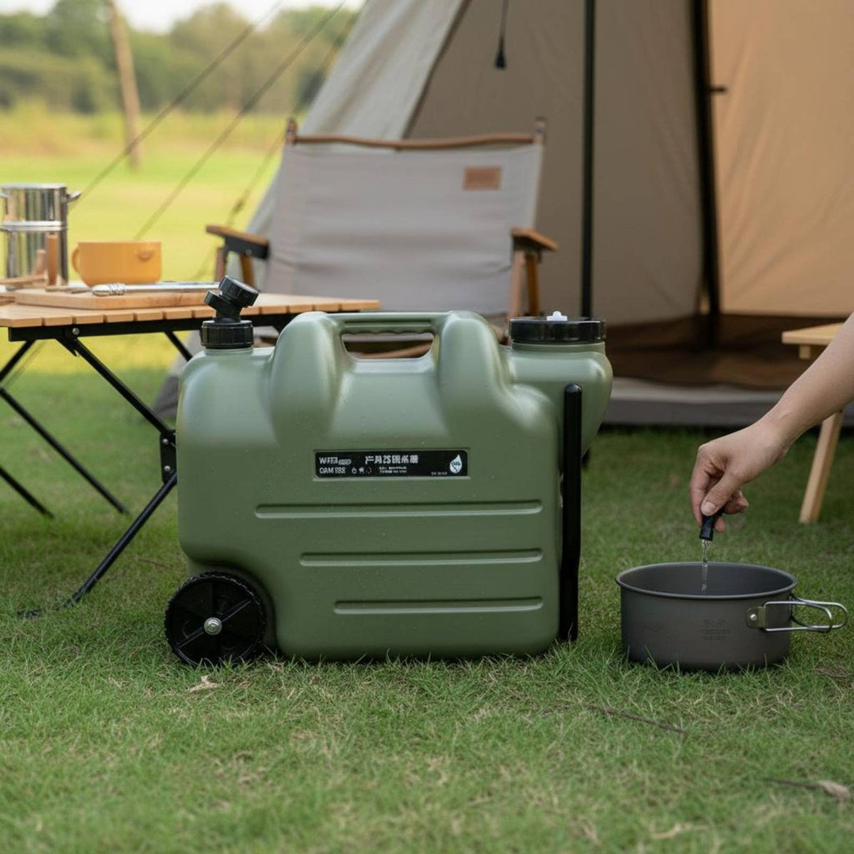 Portable Water Jug with Wheels and Built-In Tap M3655