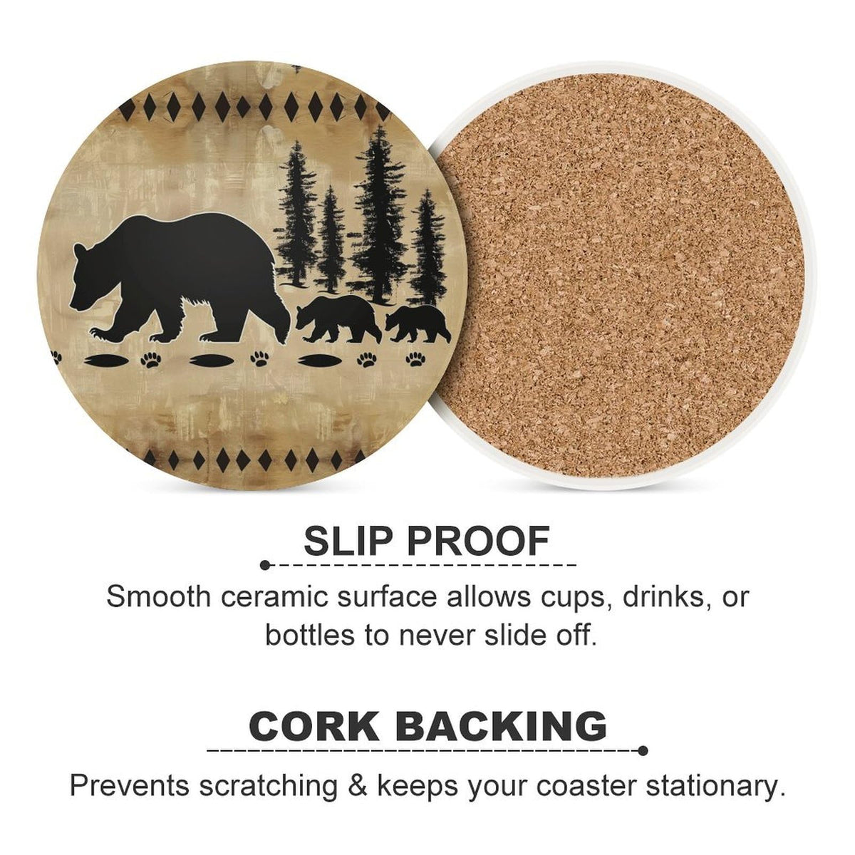 Black Bear Ceramic Coasters Set of 4 B164542