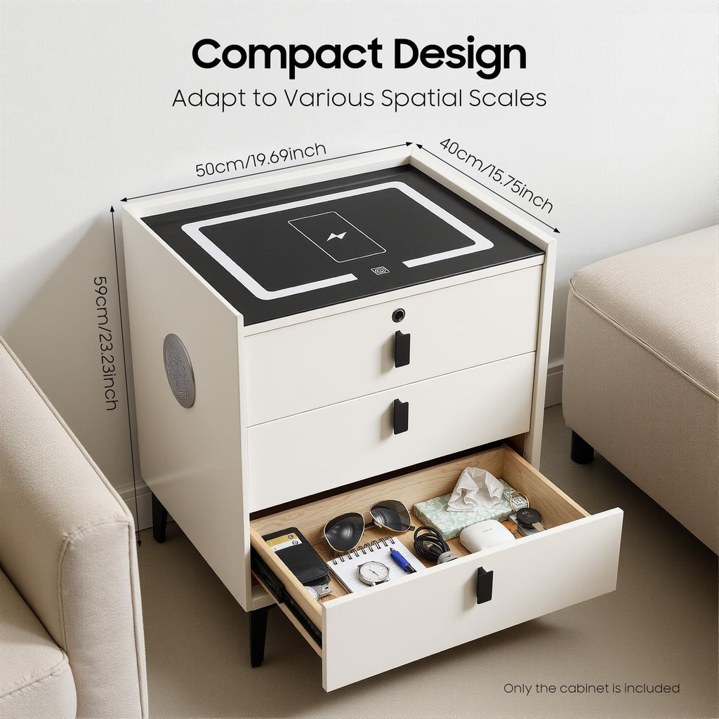 3 Drawer Smart Nightstand with Bluetooth Speaker USB Charging G286251