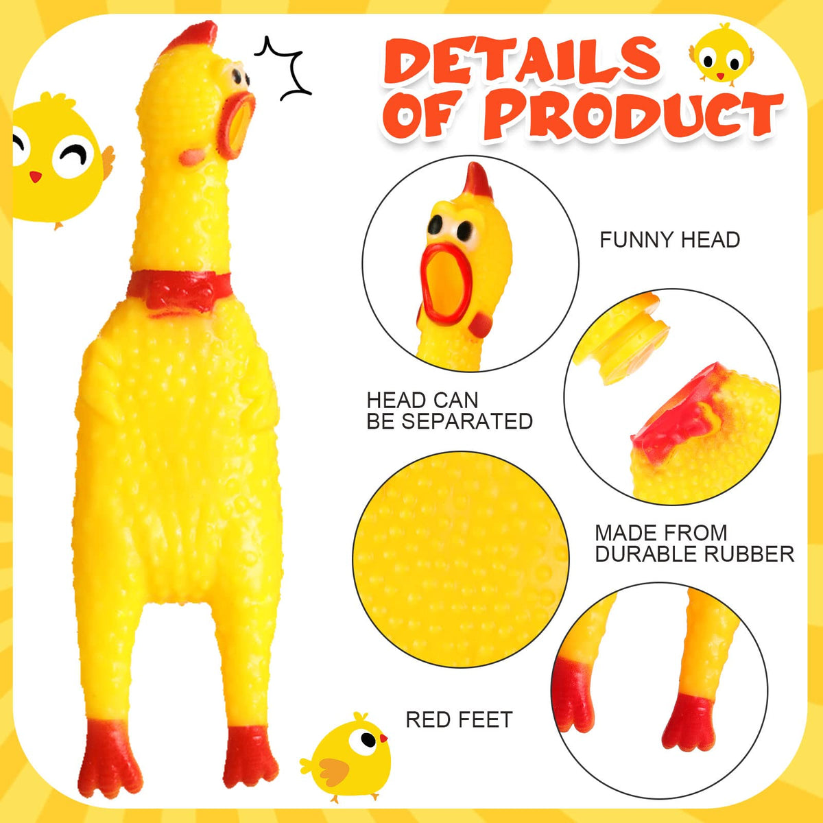 50 Pcs Yellow Rubber Chickens U838461