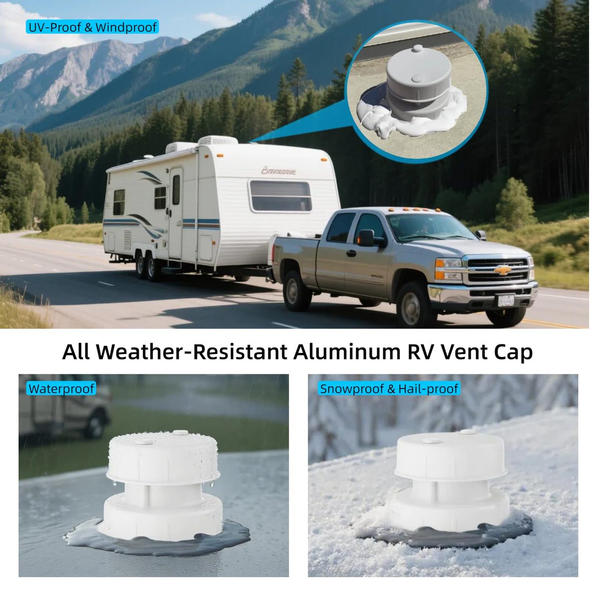 Aluminum RV Sewer Vent Cap with Screen E835