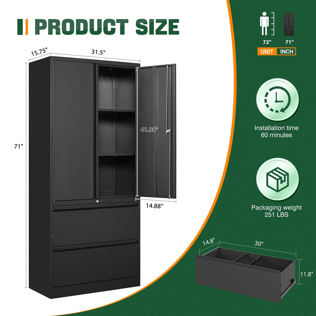 Metal 2 Drawer File Cabinet with Lock T4388